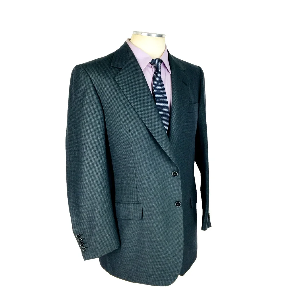 40R Brioni Italy Mens 2 Button Pure Wool Blazer Sport Coat Jacket Houndstooth